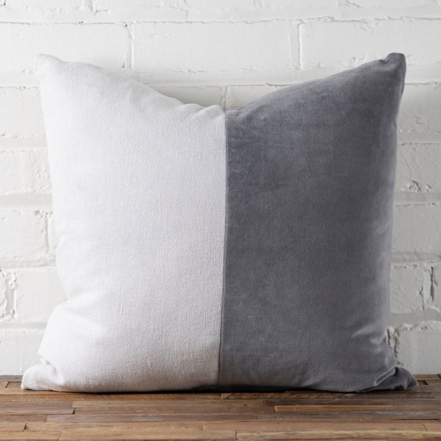 Velvet & Linen Square Pillow, Moonstone