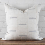 Mud Cloth Square Pillow, White with Grey Dashes