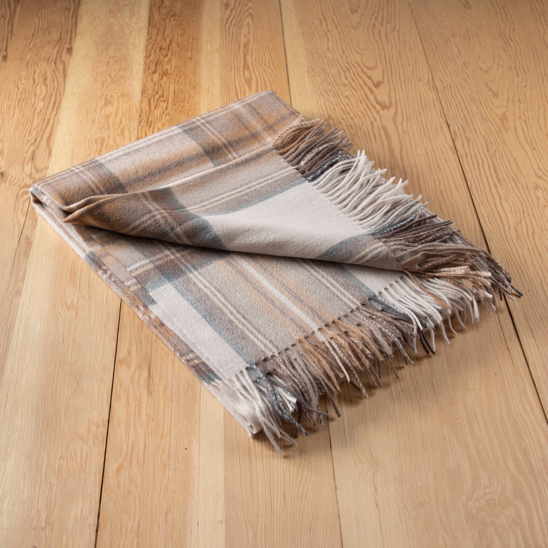 Lambswool Blanket in Stewart Natural Dress Tartan