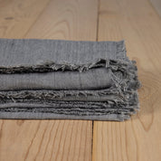 Stone Washed Linen Dinner Napkins, Grey, Set of 4