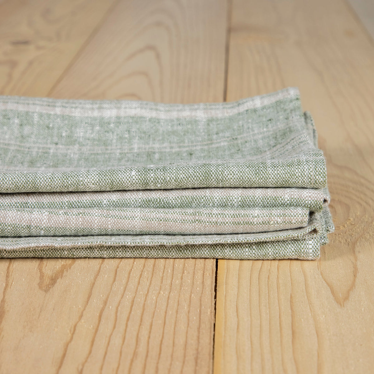 Multistripe Napkin, Forest Green and Natural, Set of 4