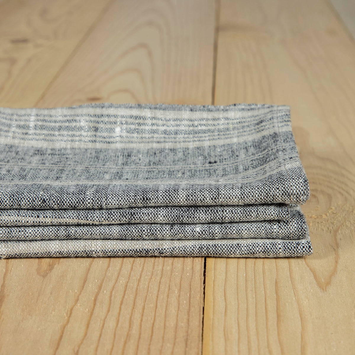 Multistripe Napkin, Black and Natural, Set of 4