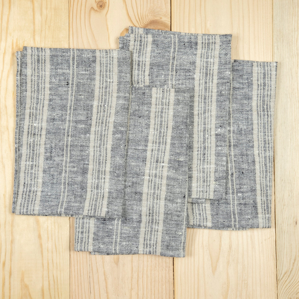 Multistripe Napkin, Black and Natural, Set of 4