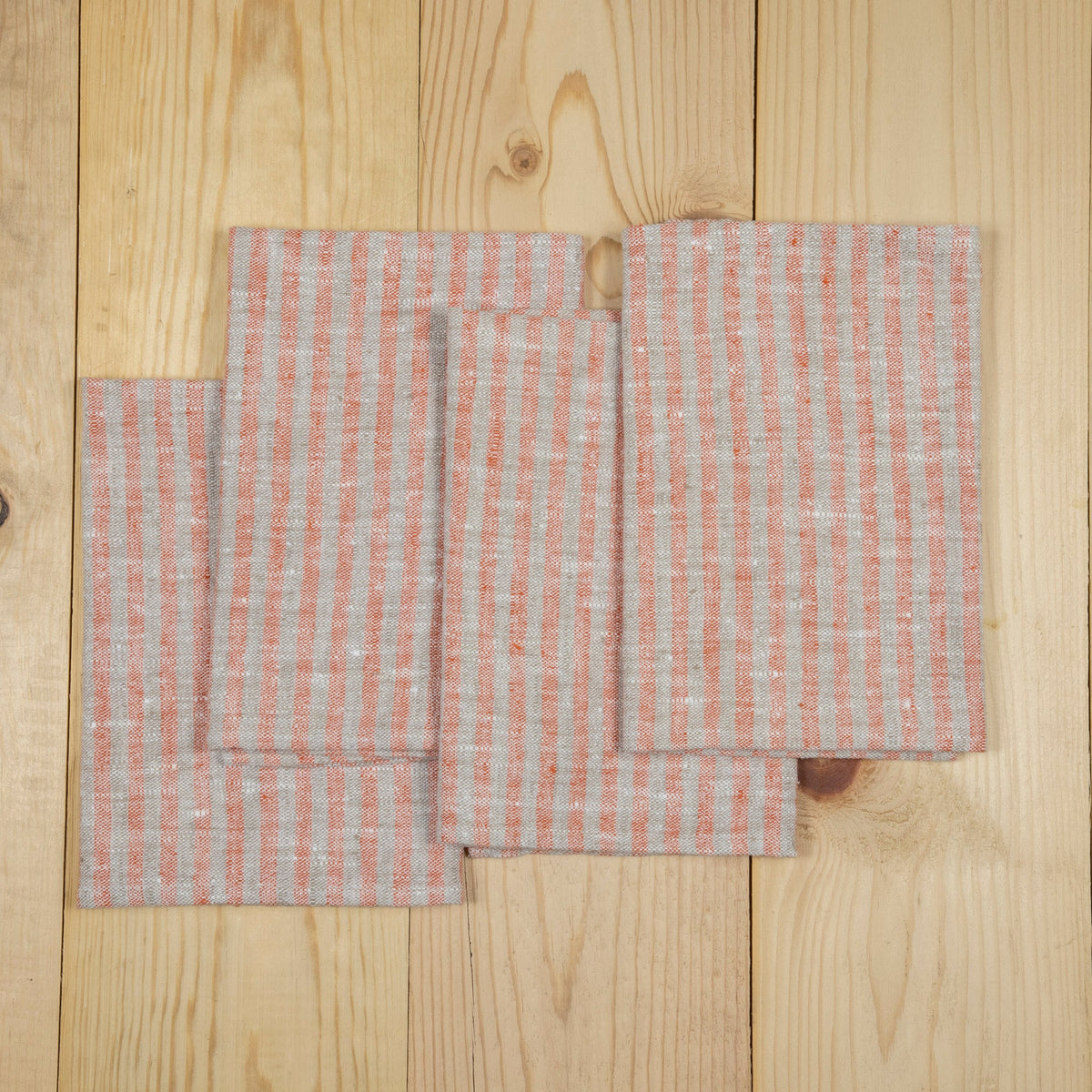Brittany Napkin, Brick and Natural, Set of 4