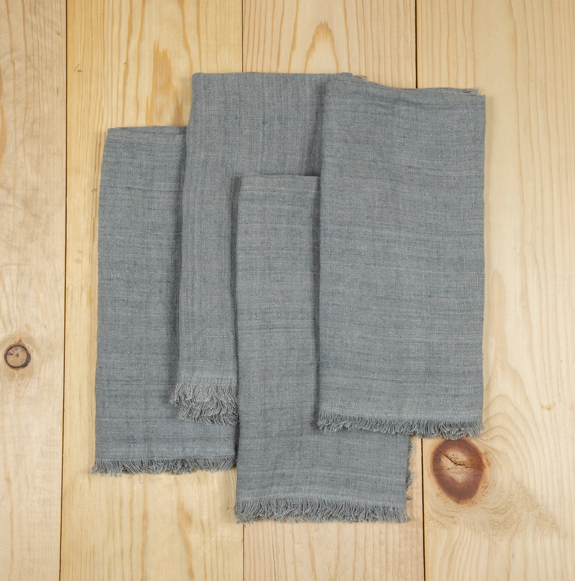 Stone Washed Linen Dinner Napkins, Grey, Set of 4