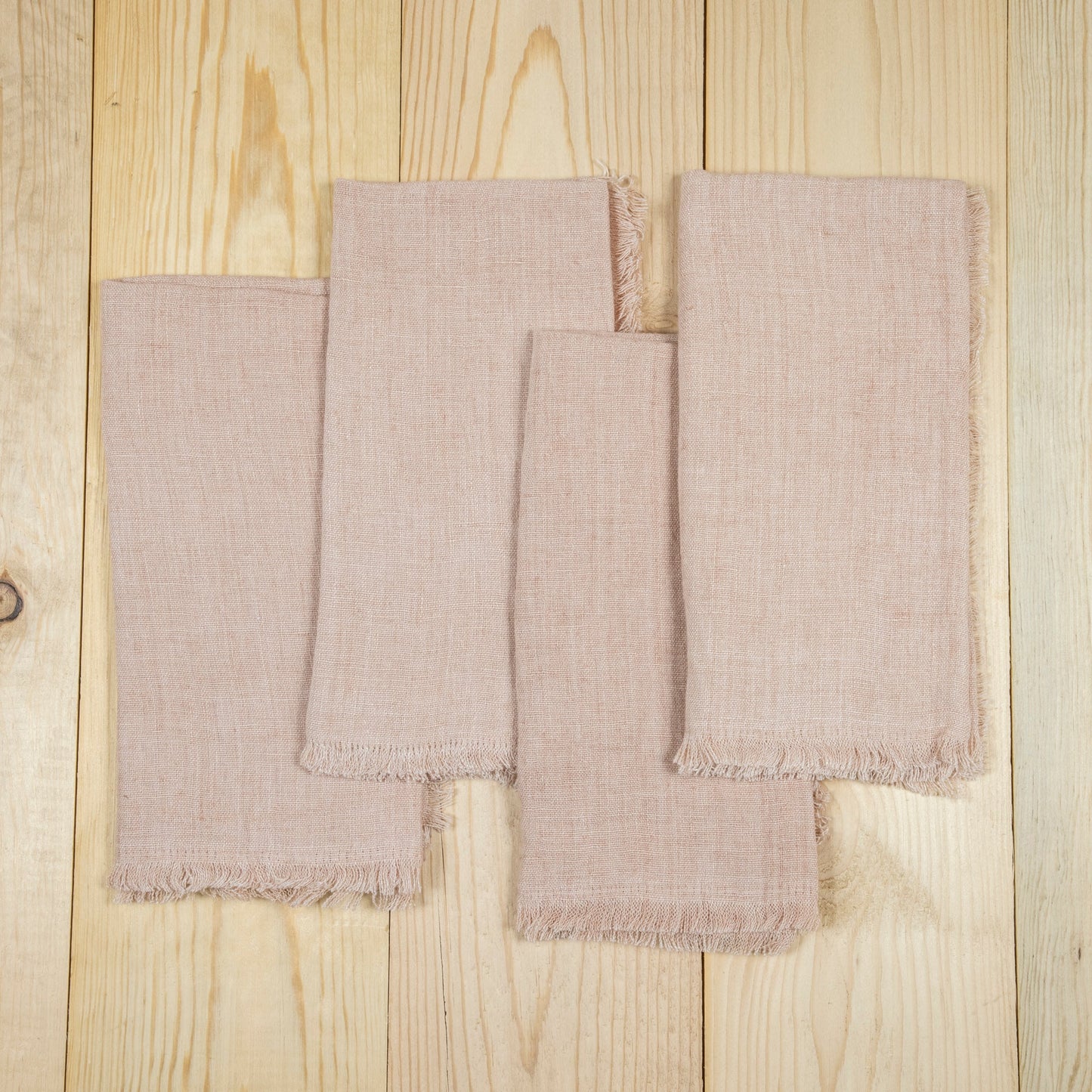 Stone Washed Linen Dinner Napkins, Blush, Set of 4
