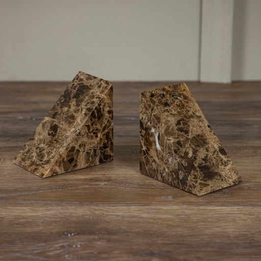 Pesa Marble Bookends, Set of 2, Brown