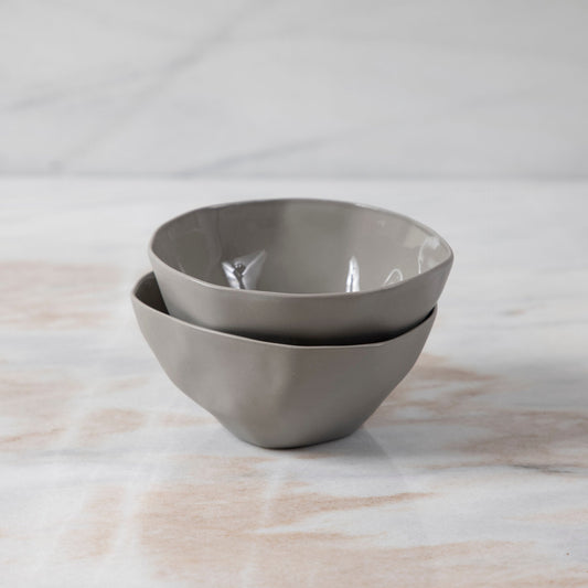 Tam Stoneware Pinch Bowl Sterling, Set of 2