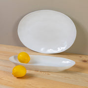 Livia 16" Oval Platter, White