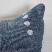 Mud Cloth Square Pillow, Blue / Grey with Dots