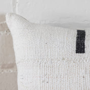 Mud Cloth Square Pillow, White with Black Dashes