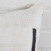 Mud Cloth Square Pillow, White with Black Dashes