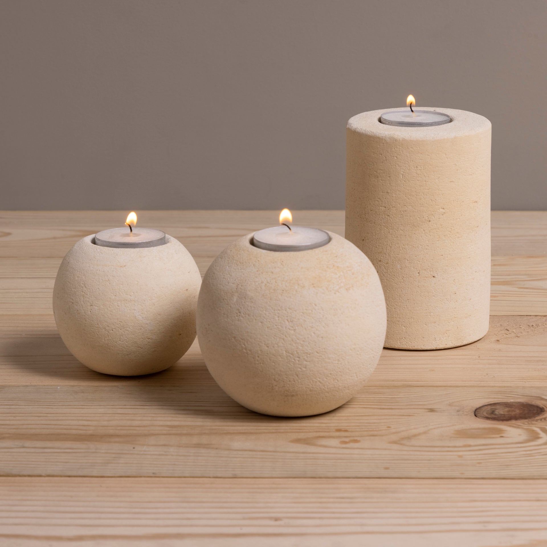 Round Sandstone Tea-light Holder, Large