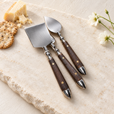 Woodland Stainless Steel with Faux Wood Inlay Cheese Set/3