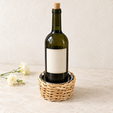 Woven Rattan & Stainless Wine Coaster