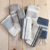 Aden Cotton Hand Towel, Navy with Natural