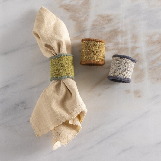 Hydra Woven Seagrass Napkin Ring, Fire Set of 4