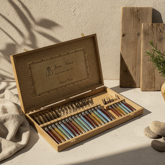 Laguiole 24 Piece Flatware Set, Platine Rainbow in Wood Presentation Box