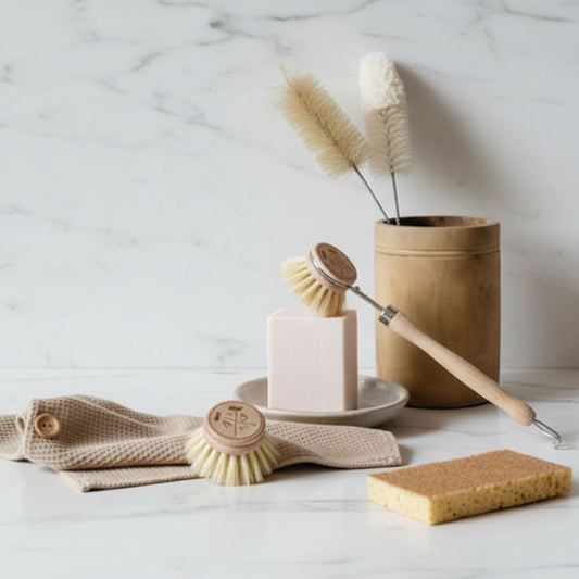 NATURAL Andree Jardin Dish SET/mint & citrus w/ sponge