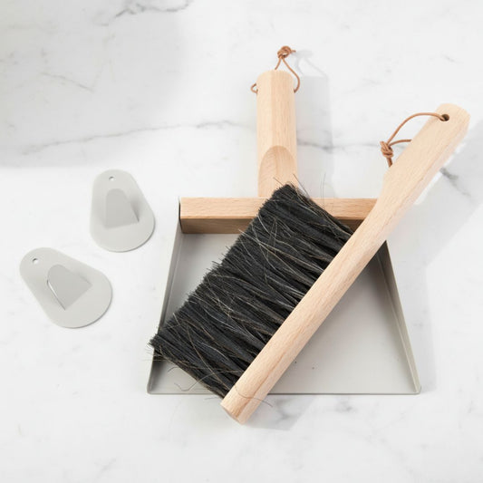 Andree Jardin "Mr & Mrs Clynk" Gray Hand Brush, Dustpan and Wall Hooks  