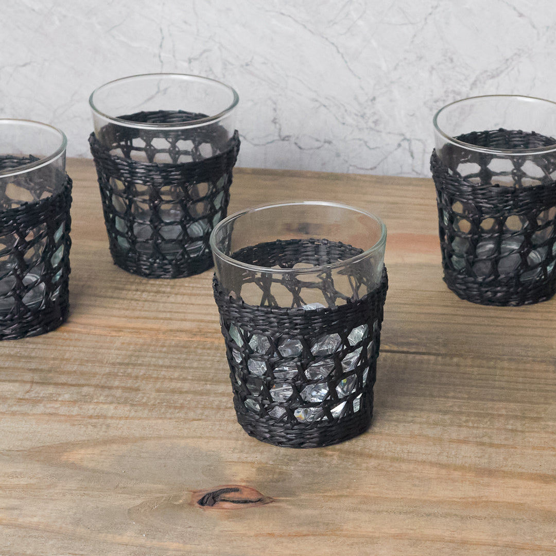 Seagrass Cage Tumbler, Black