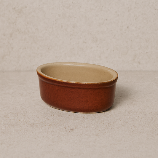 Poterie Renault Oval Mauviette Dish-- (0.125 L)-- Brown
