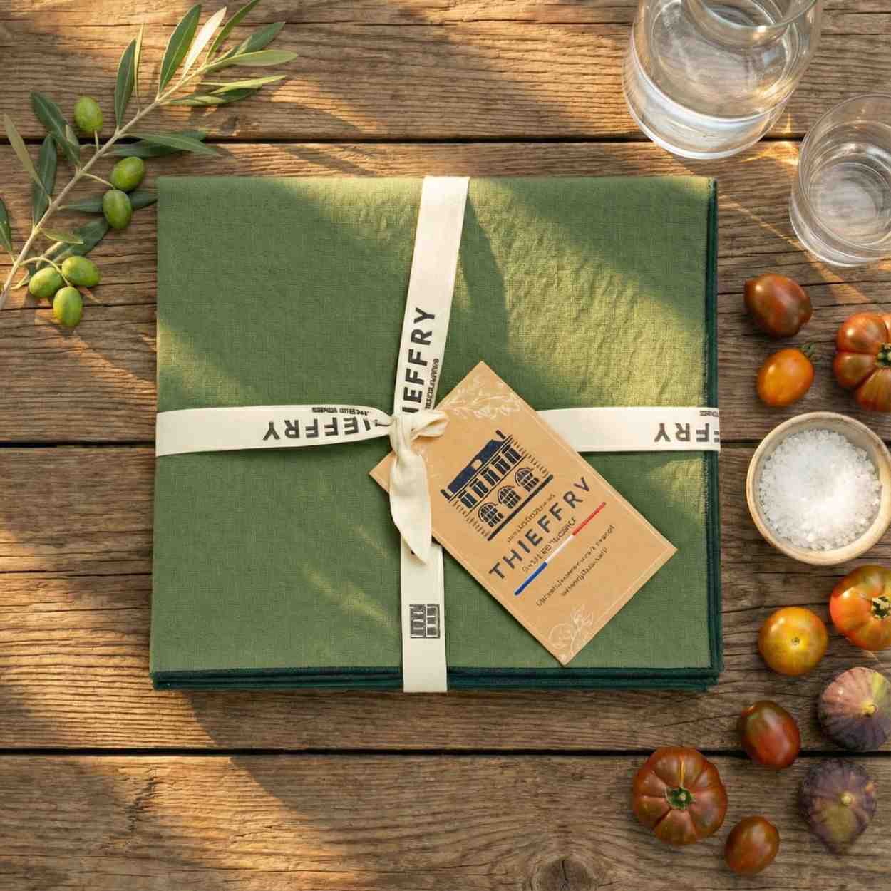 Thieffry Contrast Trim Napkin, Olive