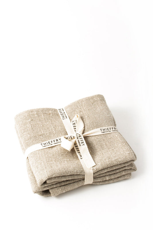 Thieffry Belgian Linen Dishtowels, Raw Natural, Set of 2