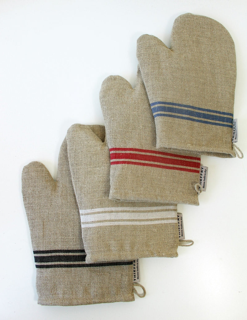 Thieffry Red Monogramme Linen Oven Mitt - French Dry Goods