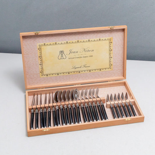 Laguiole 24 Piece Flatware Set, Black in Wood Presentation Box