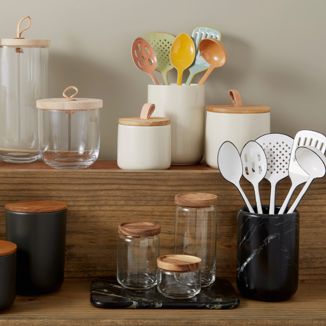 Glass & Acacia Canister, Medium