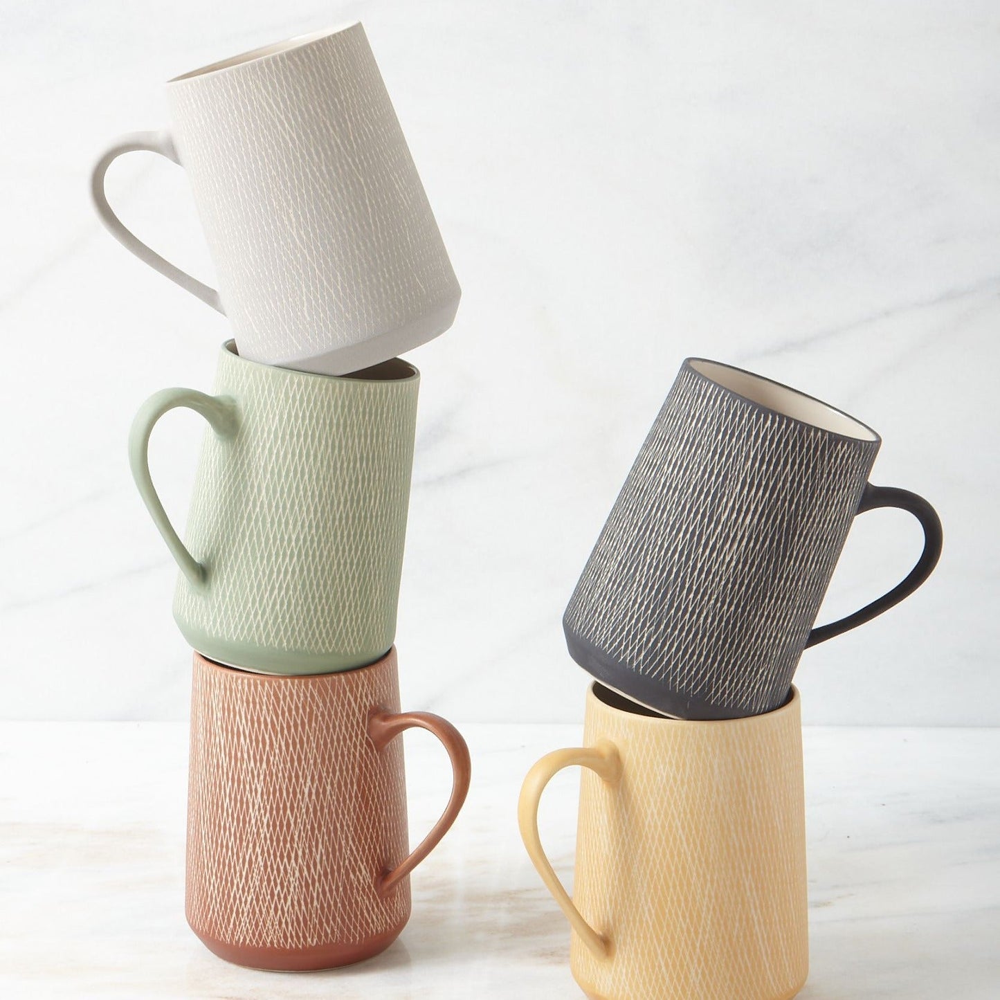 Rust Crosshatch Mug, Set of 4