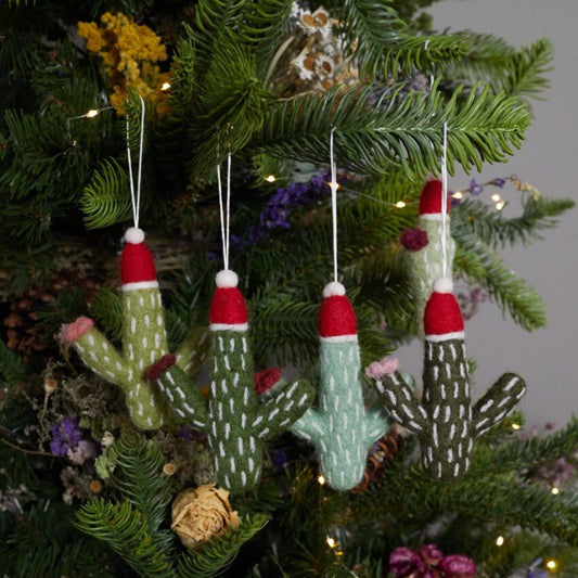 Christmas Cactus Felt Ornaments Set of 5