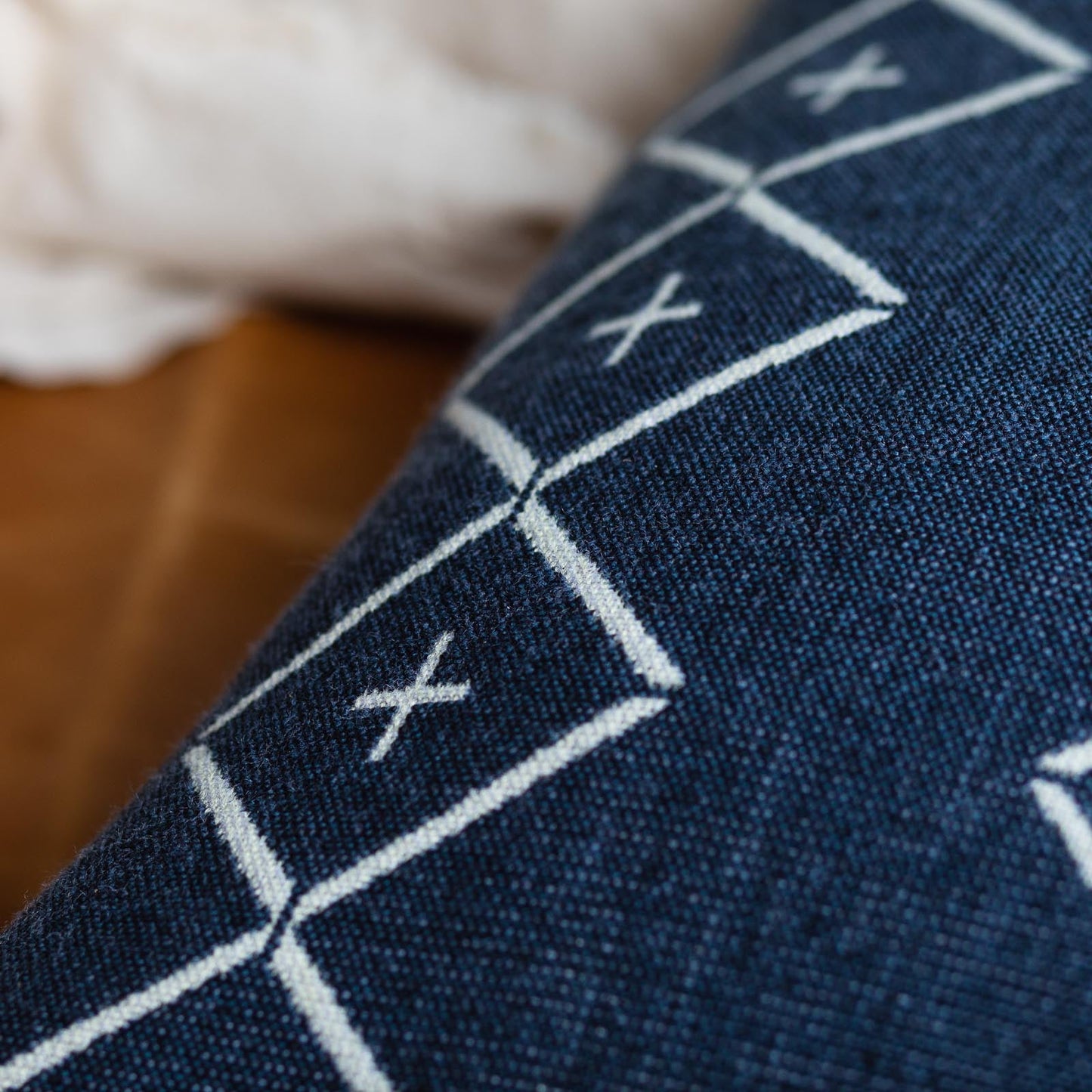 Alpaca Square Pillow, Navy with Diamond & Plus