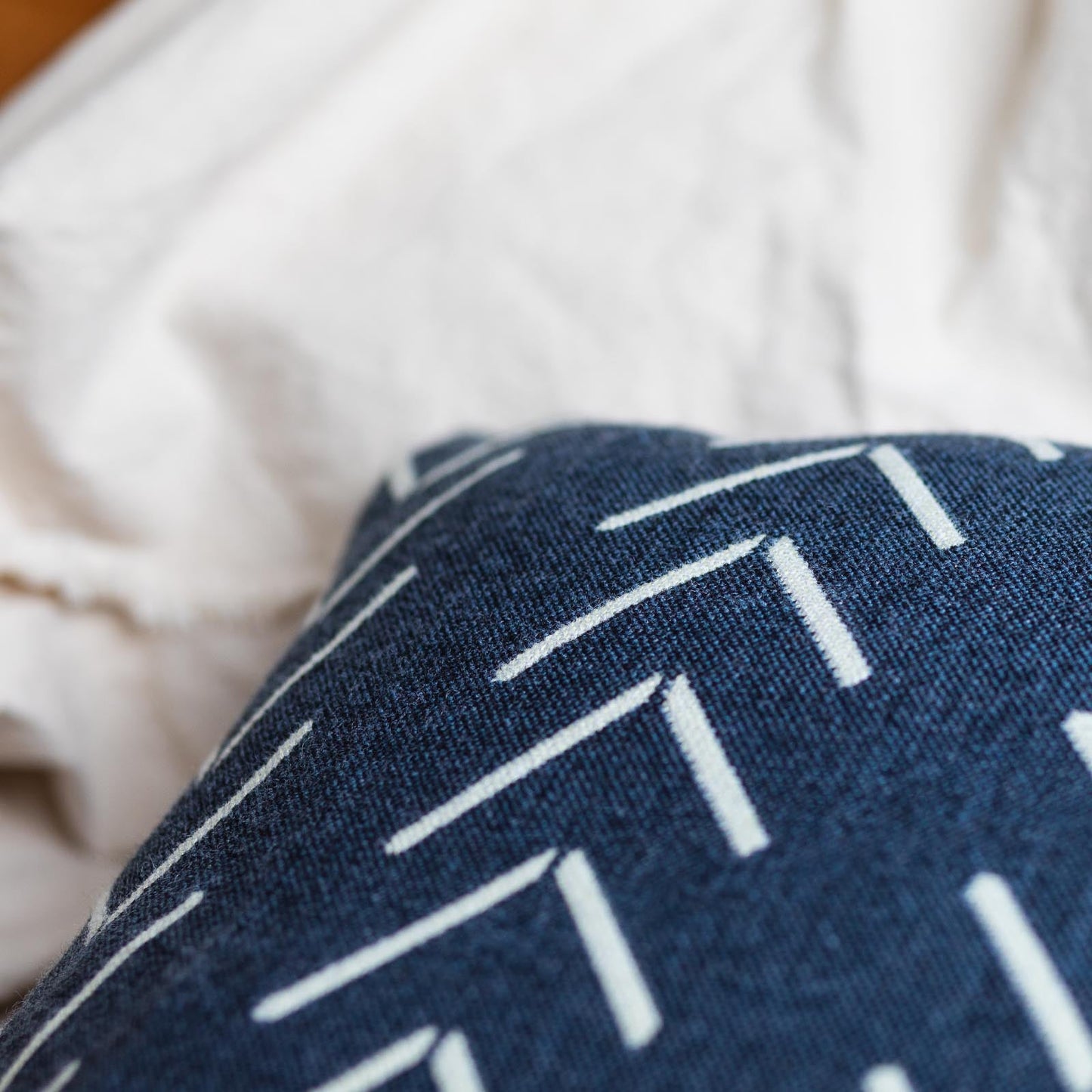 Alpaca Square Pillow, Navy with Chevrons