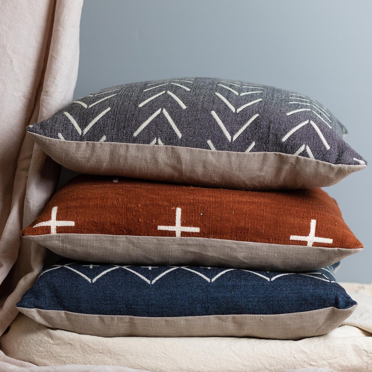 Alpaca Square Pillow, Grey with Chevrons
