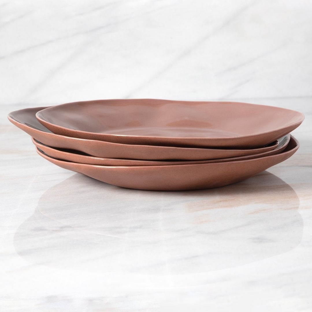 Tam Stoneware Dinner Plate, Terracotta Rose, Set of 4
