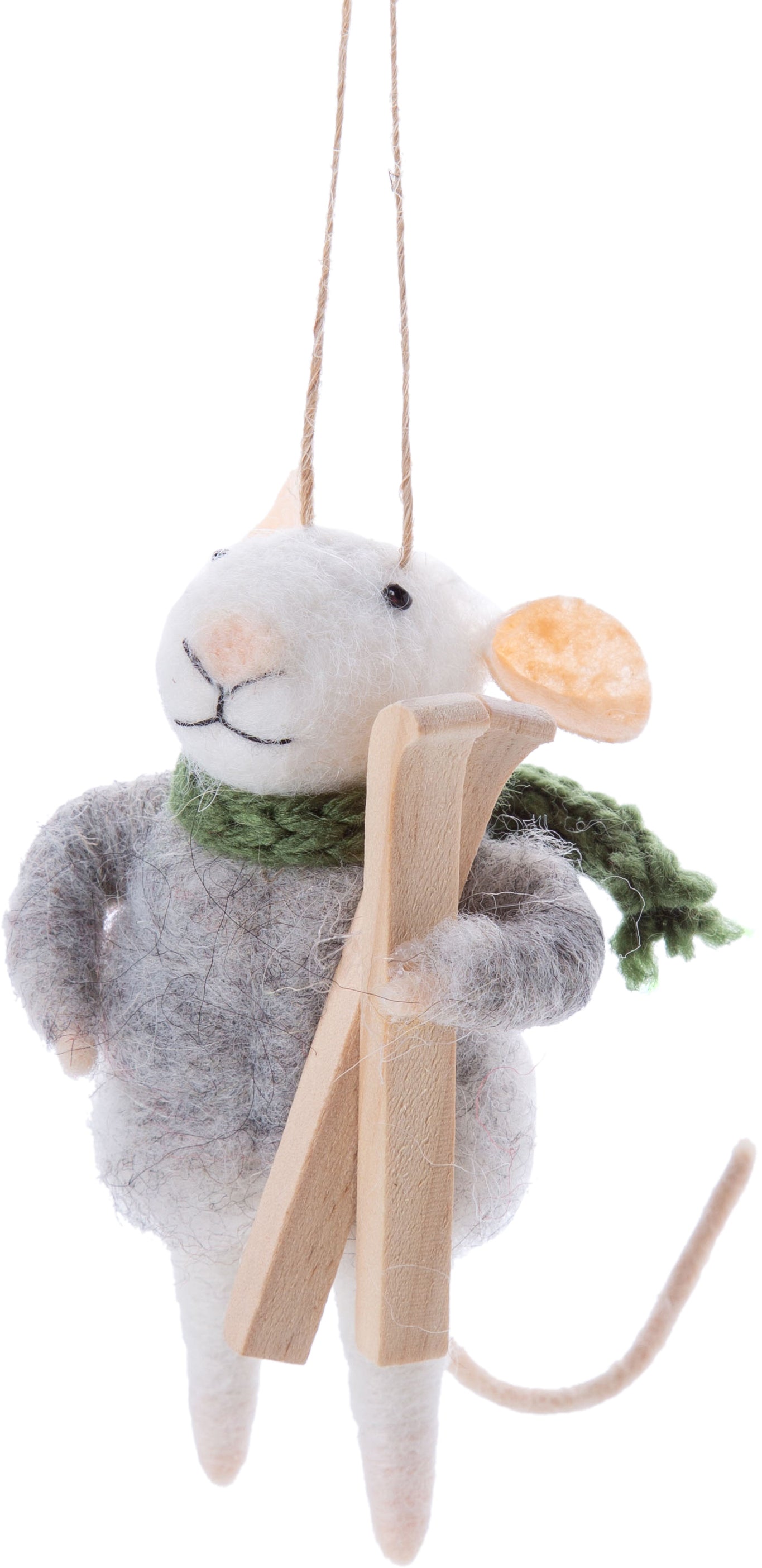 Felt Mouse Carrying Skis
