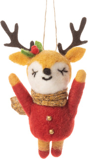 Felt Cheerful Reindeer Ornament