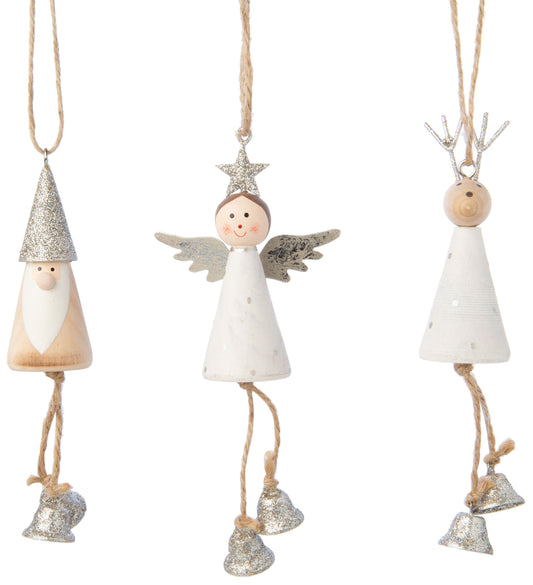 Hand Crafted Wood Ornaments, Set of 3