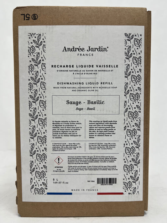 Andree Jardin Dish Washing Liquid REFILL 5L--Sage & Basil