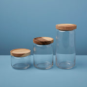 Glass & Acacia Canister, Medium