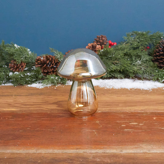 Gold Luster Glass Mushroom, Large
