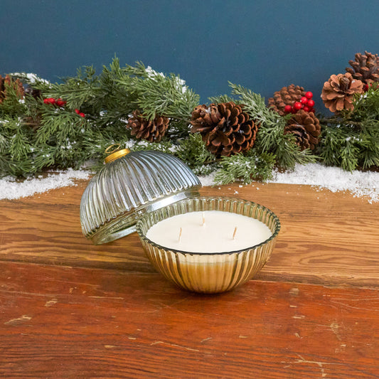Green Luster Ornament Candle, Fireplace