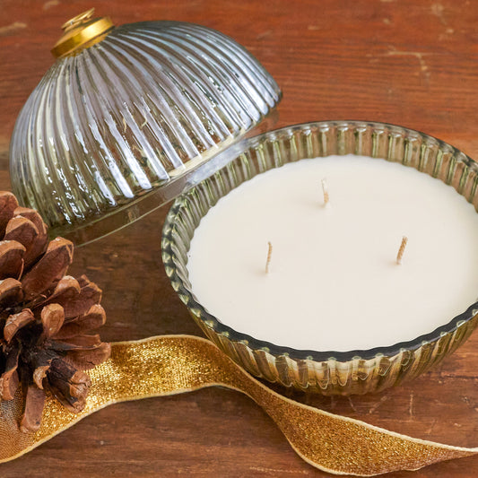 Green Luster Ornament Candle, Fireplace