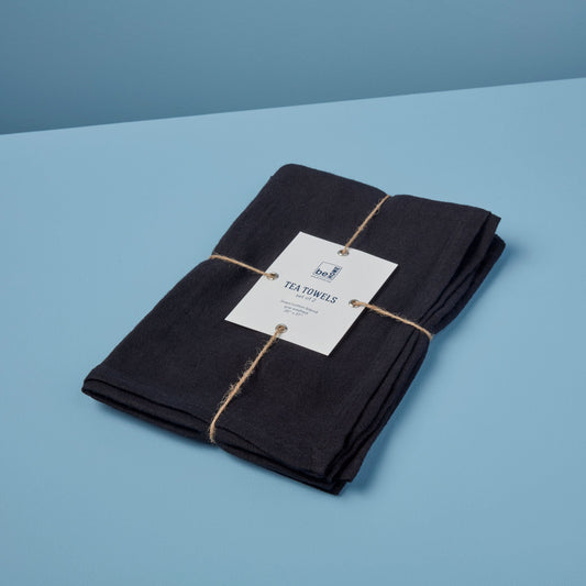 Black Linen Tea Towels, Set of 2