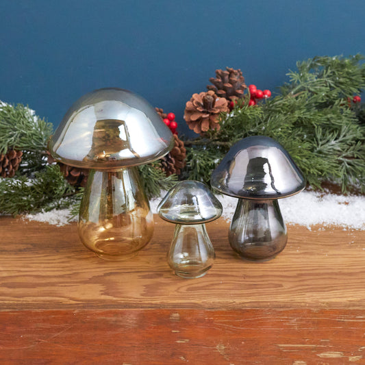 Gold Luster Glass Mushroom, Large