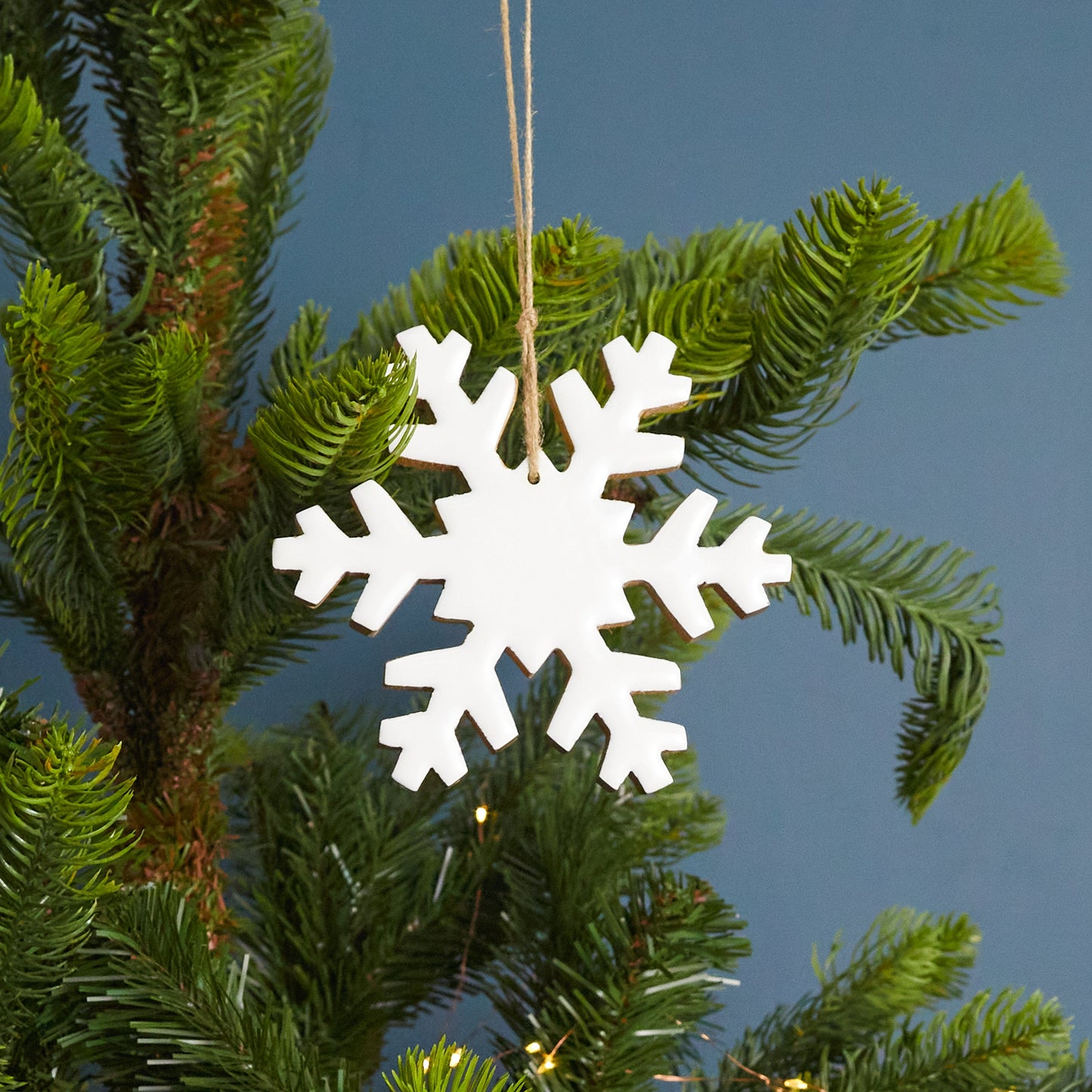 Mango Wood & Enamel Snowflake Ornament, Large
