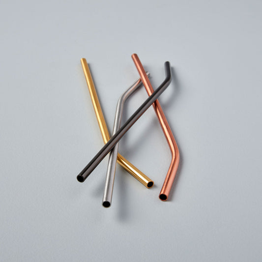 Matte Metallic Stainless Bent Straws, Set of 4 Assorted Colors in gift box