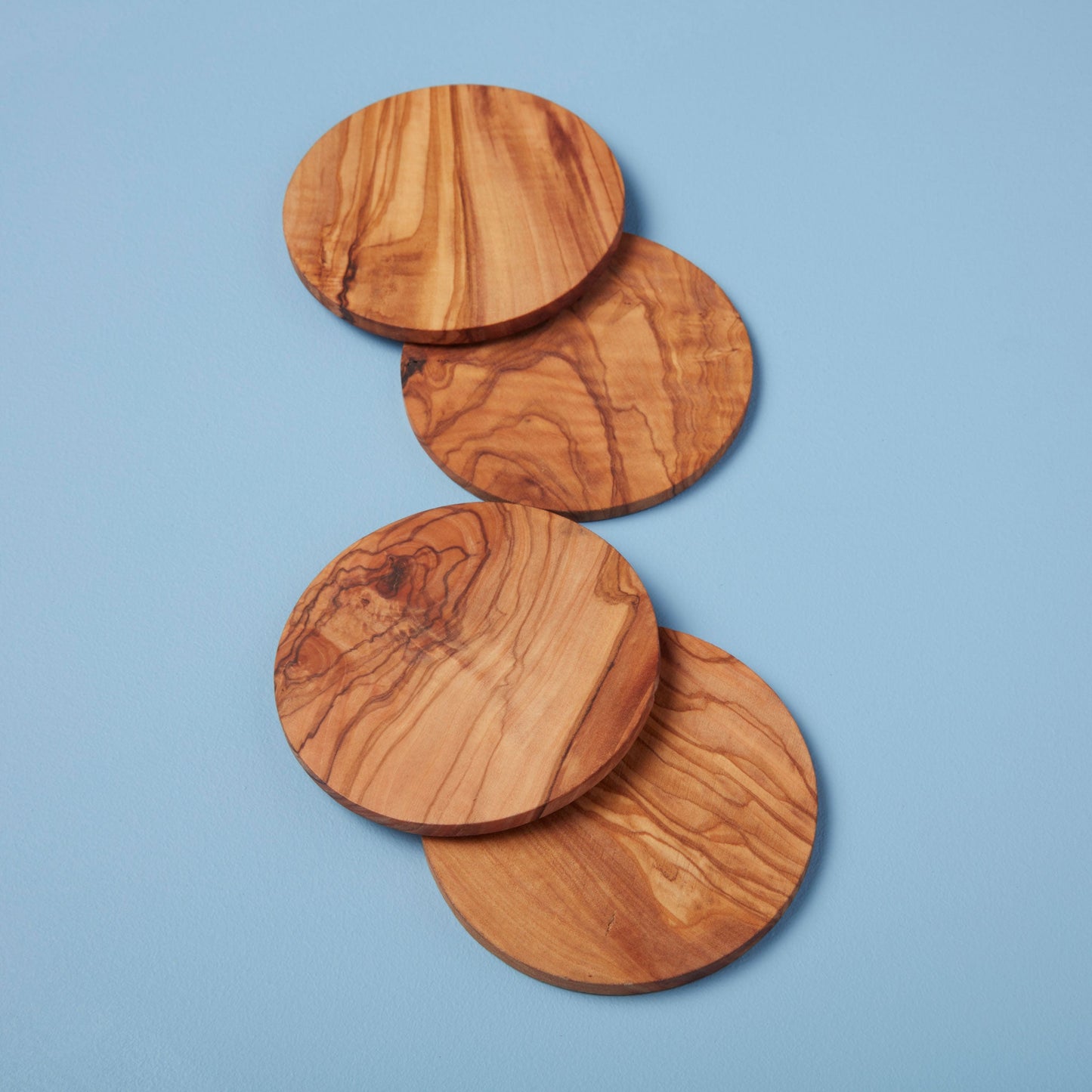 Olive Wood Round Coasters Set of 4